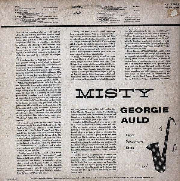 Georgie Auld : Misty (LP, Album, Mono)
