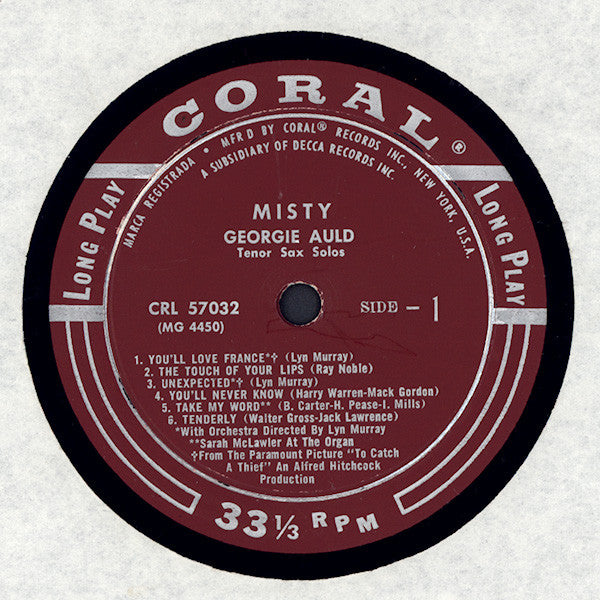 Georgie Auld : Misty (LP, Album, Mono)
