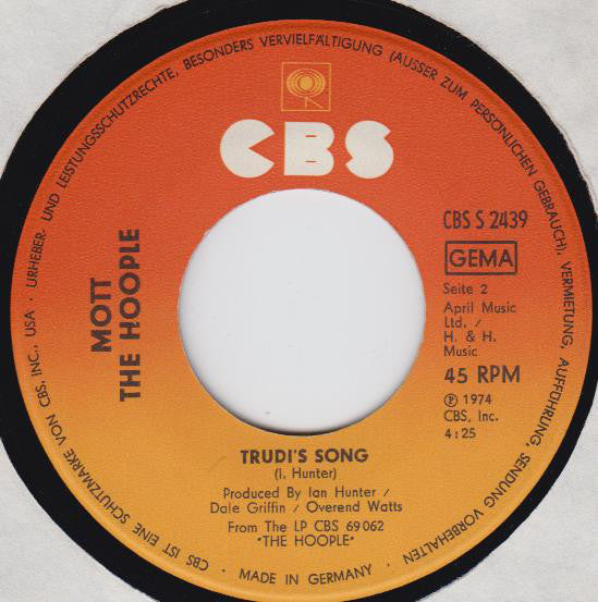 Mott The Hoople : Foxy, Foxy (7", Single)