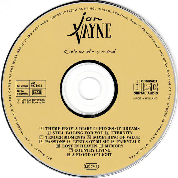 Jan Vayne : Colours Of My Mind (CD, Album)