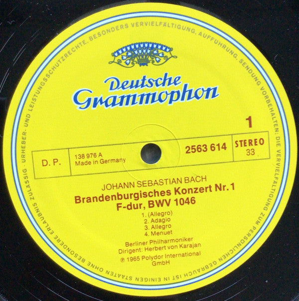 Johann Sebastian Bach . Herbert von Karajan . Berliner Philharmoniker : Brandenburgische Konzerte Nr. 1-6 / Brandenburg Concertos / Les Concertos Brandebourgeois (2xLP, RE)