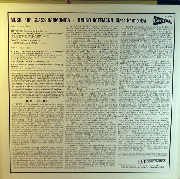 Bruno Hoffmann : Music For Glass Harmonica: Works By Beethoven, Naumann, Schlett, Reichardt, Tomaschek & Röllig (LP, Album)