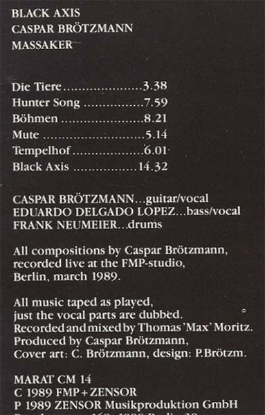 Caspar Brötzmann Massaker : Black Axis (CD, Album)