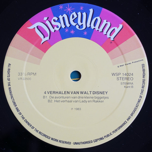 Walt Disney : 4 Verhalen Van Walt Disney (LP, Album)