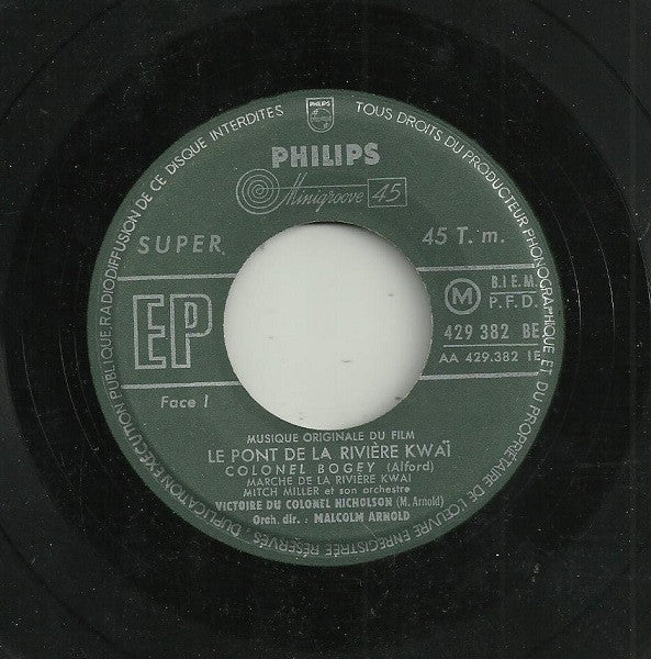 Malcolm Arnold Avec Mitch Miller Et Son Orchestre* : Bande Originale Du Film : Le Pont De La Rivière Kwaï (7", EP)