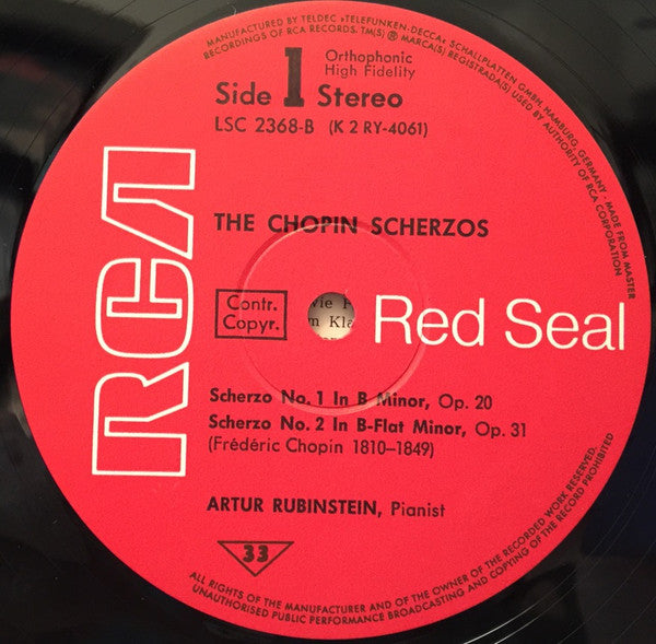 Arthur Rubinstein, Frédéric Chopin : The Chopin Scherzos  (LP)