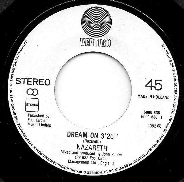 Nazareth (2) : Dream On (7")