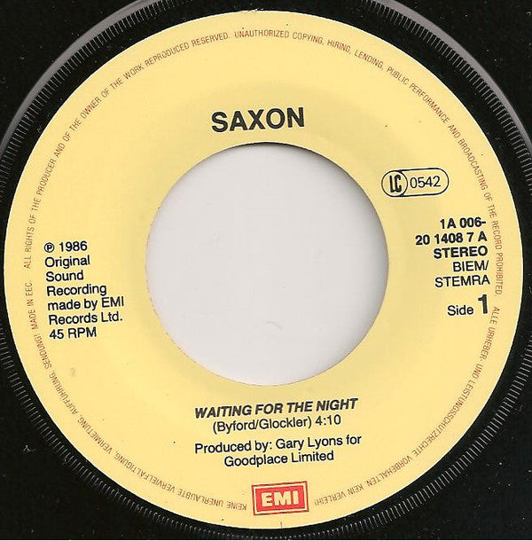 Saxon : Waiting For The Night (7", Single)