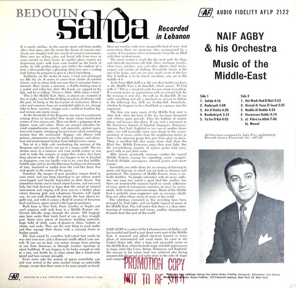 Naif Agby & His Orchestra : Bedouin Sahda (Pretty Dancing Girl) (LP, Mono)