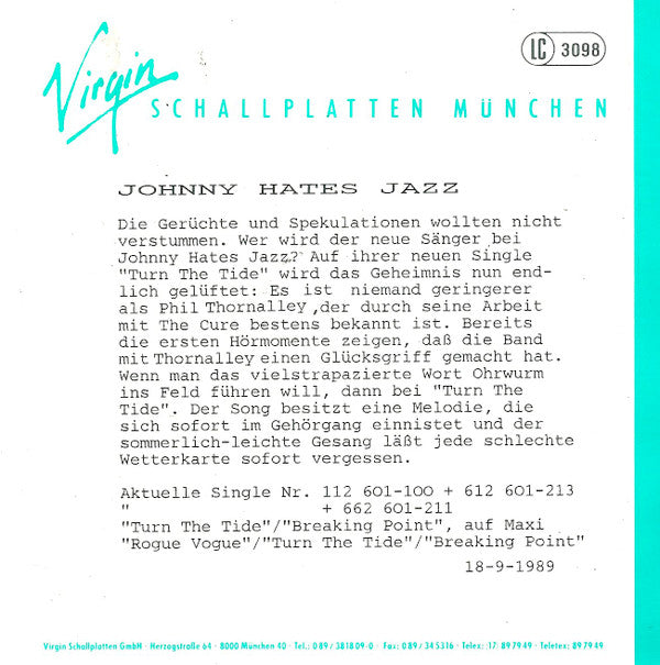 Johnny Hates Jazz : Turn The Tide (7", Single)