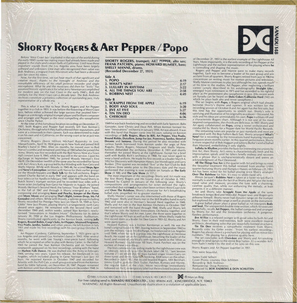 Shorty Rogers & Art Pepper : Popo (LP, Mono, RM)