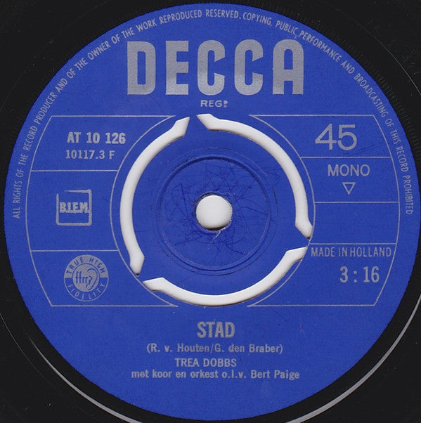 Trea Dobbs : Ploem Ploem Jenka / Stad (7", Single, Mono)