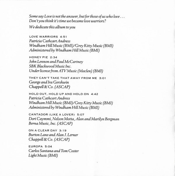 Tuck & Patti : Love Warriors (CD, Album, RE)