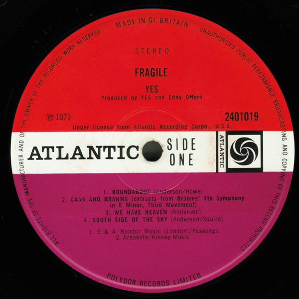 Yes : Fragile (LP, Album, Gat)