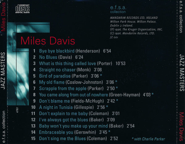 Miles Davis : Jazz Masters (CD, Comp)