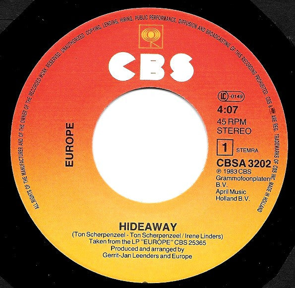 Europe (5) : Hideaway (7", Single)