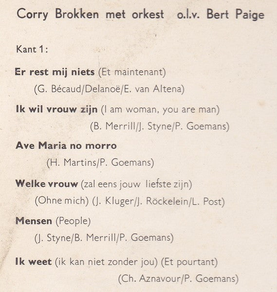 Corry Brokken : De Corry Brokken Show (LP, Album, RP)