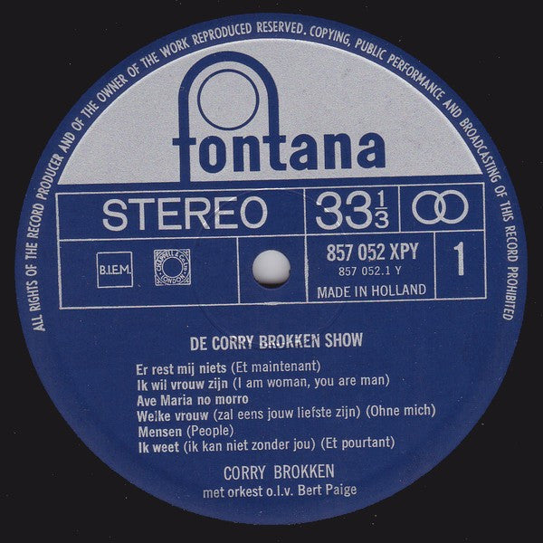 Corry Brokken : De Corry Brokken Show (LP, Album, RP)