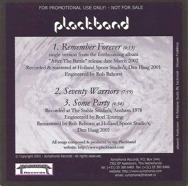 Plackband : Remember Forever (CD, Single, Promo)