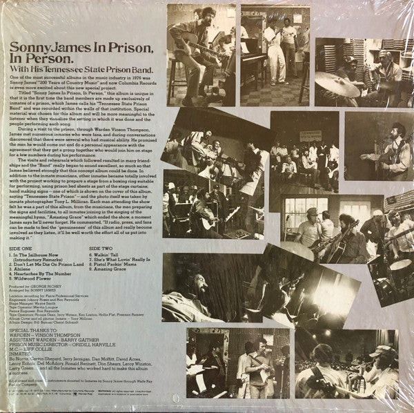 Sonny James With His Tennessee State Prison Band : Sonny James In Prison, In Person (LP, Album, San)