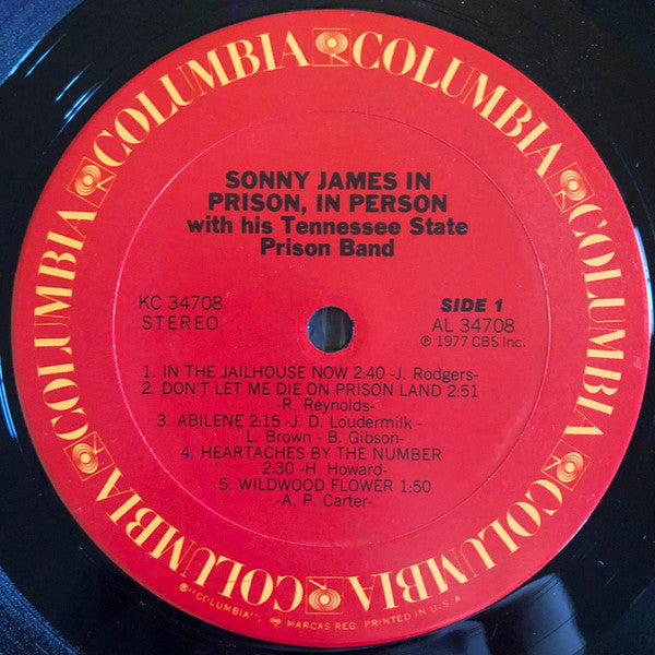 Sonny James With His Tennessee State Prison Band : Sonny James In Prison, In Person (LP, Album, San)