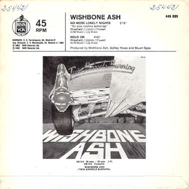 Wishbone Ash : No Mas Noches Solitarias = No More Lonely Nights (7", Single)
