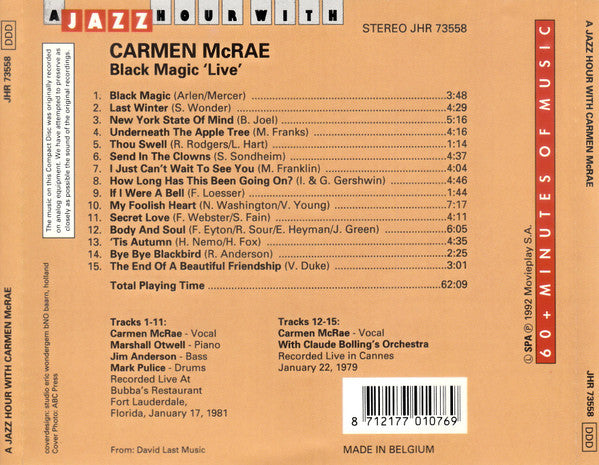 Carmen McRae : Black Magic 'Live' (CD, Comp)