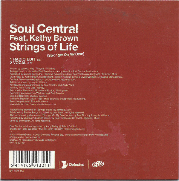 Soul Central Feat. Kathy Brown : Strings Of Life (Stronger On My Own) (CD, Single)