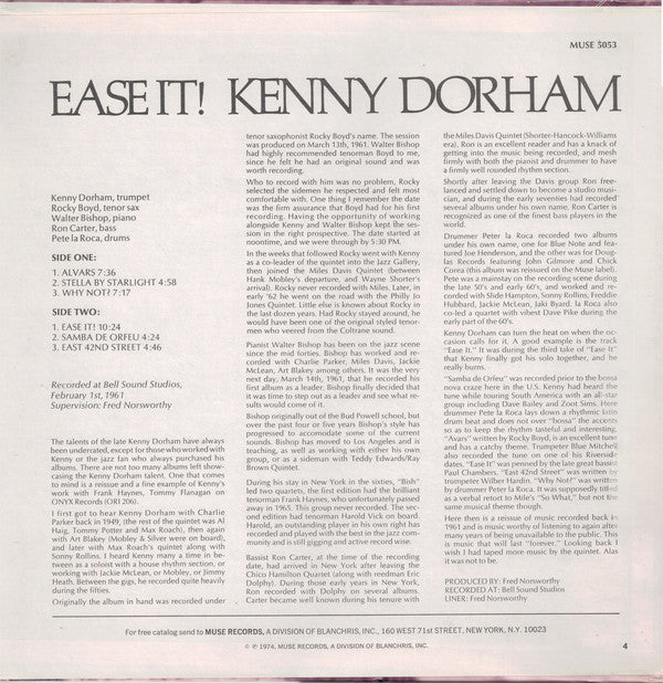 Kenny Dorham : Ease It (LP, Album, PR)