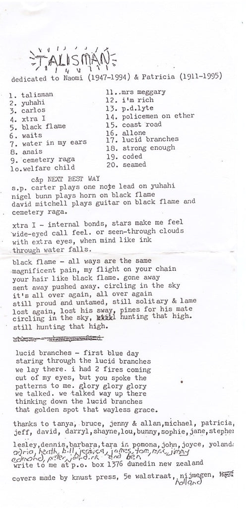 Alastair Galbraith : Talisman (CD, Album)