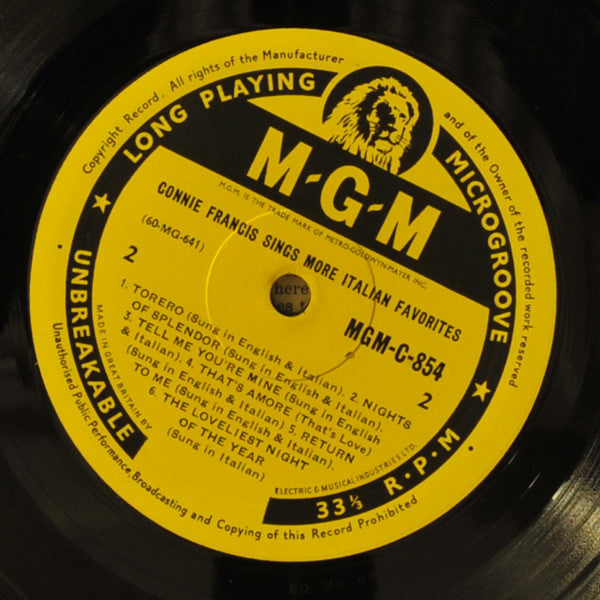 Connie Francis : More Italian Favorites (LP, Album, Mono)