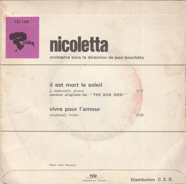 Nicoletta (2) : Il Est Mort Le Soleil (7", Single)
