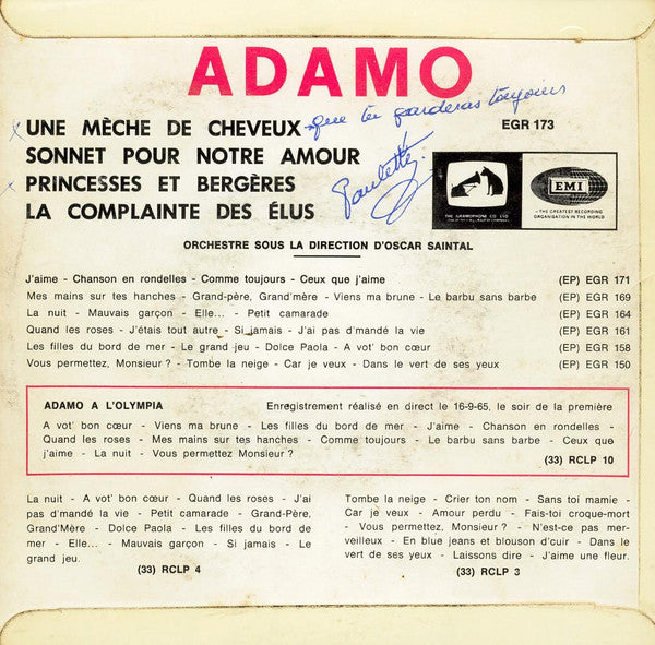 Adamo : Une Meche De Cheveux   (7", EP)