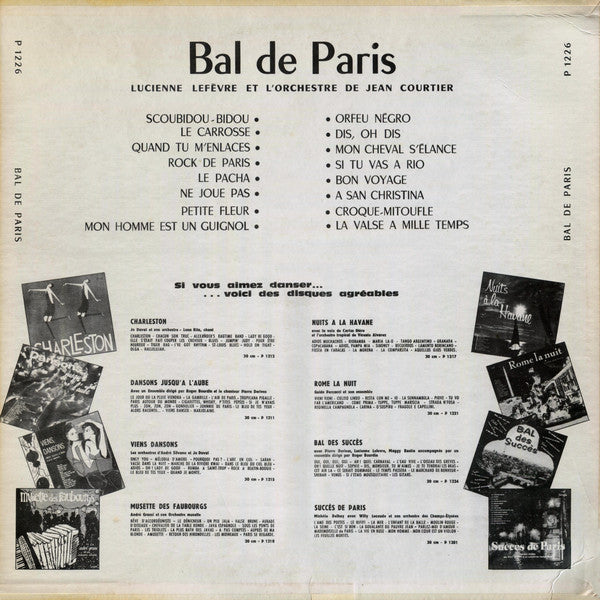 L'Orchestre Jean Courtier Avec Lucienne Lefevre : Bal De Paris (LP)