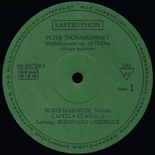 Pyotr Ilyich Tchaikovsky, Boris Nabakov , Violine -  Capella Classica - Leitung: Bernhard Usedruuf : Violinkonzert D-Dur Op. 35 (LP)