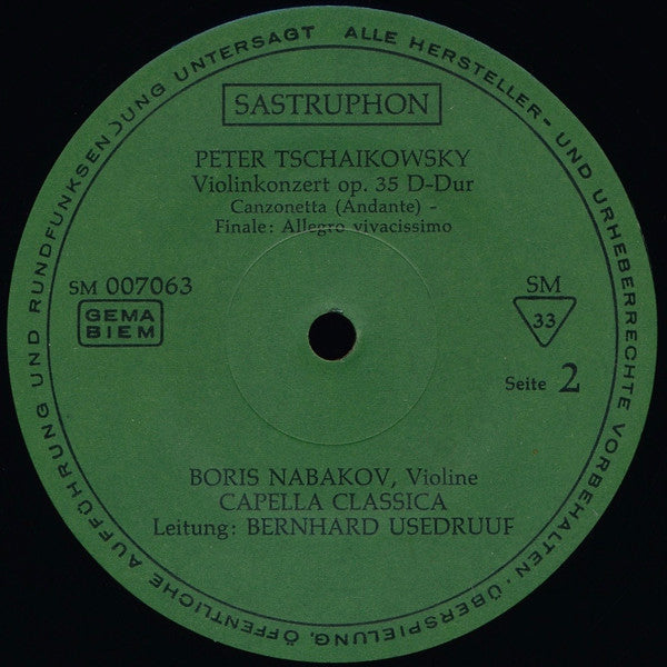 Pyotr Ilyich Tchaikovsky, Boris Nabakov , Violine -  Capella Classica - Leitung: Bernhard Usedruuf : Violinkonzert D-Dur Op. 35 (LP)