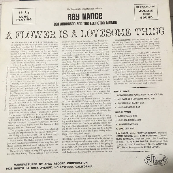 Ray Nance, Cat Anderson : A Flower Is A Lovesome Thing (LP)