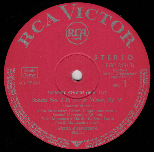 Arthur Rubinstein, Frédéric Chopin : Sonate Nr. 2 B-Moll Op. 35 "Mit Dem Trauermarsch" "Funeral March" / Sonate Nr. 3 H-Moll Op. 58 (LP, Album)