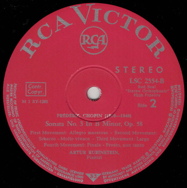 Arthur Rubinstein, Frédéric Chopin : Sonate Nr. 2 B-Moll Op. 35 "Mit Dem Trauermarsch" "Funeral March" / Sonate Nr. 3 H-Moll Op. 58 (LP, Album)