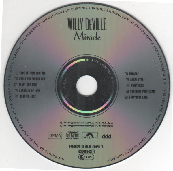 Willy DeVille : Miracle (CD, Album, PDO)