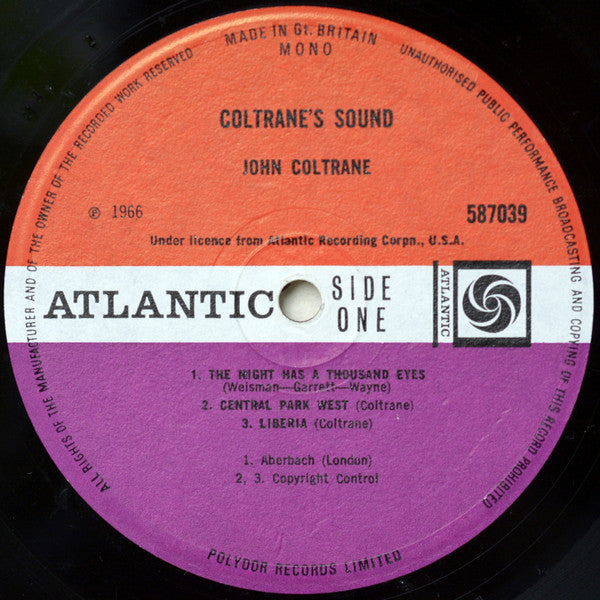 John Coltrane : Coltrane's Sound  (LP, Album, Mono)