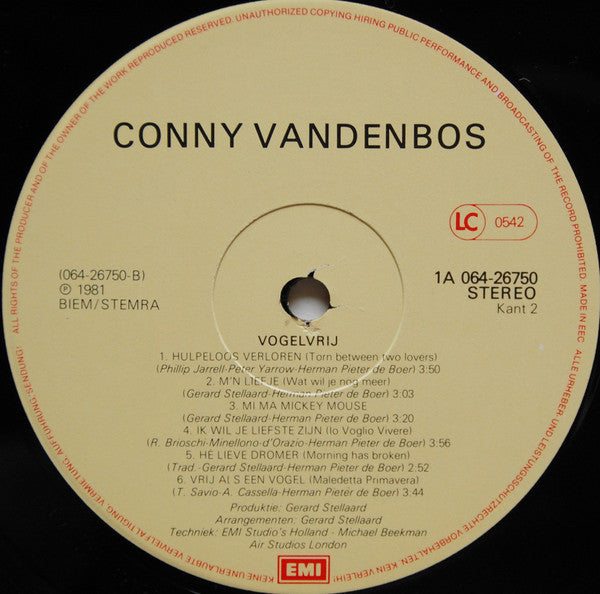 Conny Vandenbos : Vogelvrij (LP, Album)