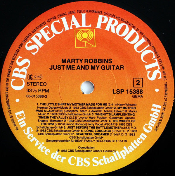 Marty Robbins : Just Me And My Guitar (LP, Comp, RE)