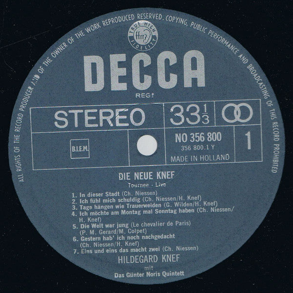 Hildegard Knef : The New Knef - Tournee Live (LP, Album)