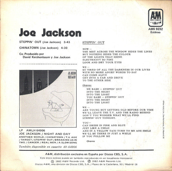 Joe Jackson : Steppin' Out (7", Single)