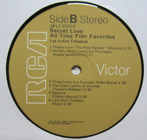 Los Indios Tabajaras : Secret Love / All-Time Film Favorites  (LP)
