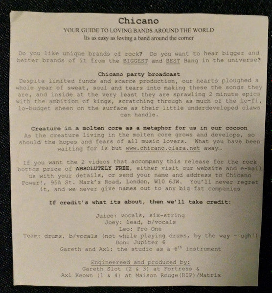 Chicano (3) : Teen Thumbs (7", EP, Ltd, Num)