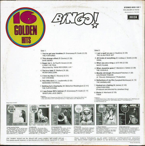 Various : Bingo! 16 Golden Hits (LP, Comp)