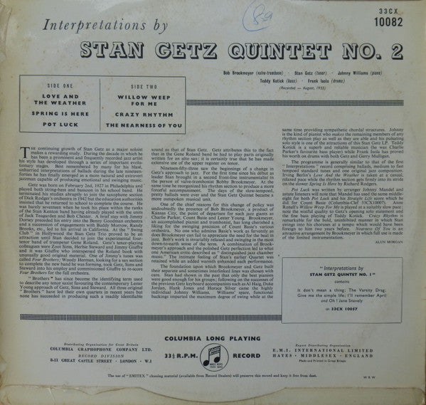 The Stan Getz Quintet* : Interpretations By The Stan Getz Quintet NO. 2 (LP)
