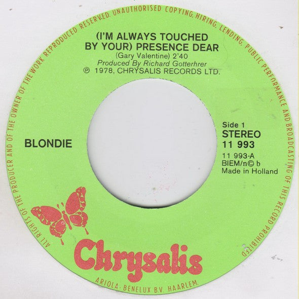 Blondie : (I'm Always Touched By Your) Presence Dear (7", Single)